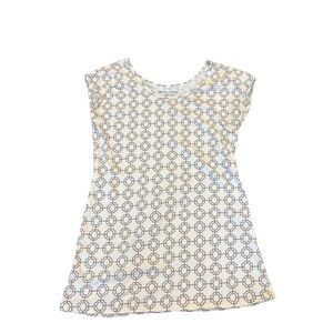 DE Collection Classic Tee Womens Large Geometric Trellis Scoop Neck Cap Sleeve
